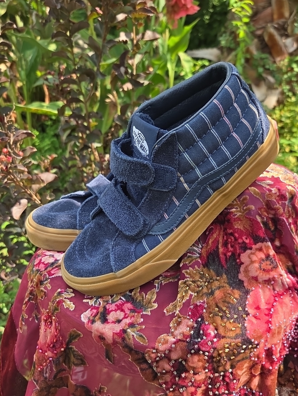 Vans Kids Navy Quilted High-Top Sneakers with Gum Sole